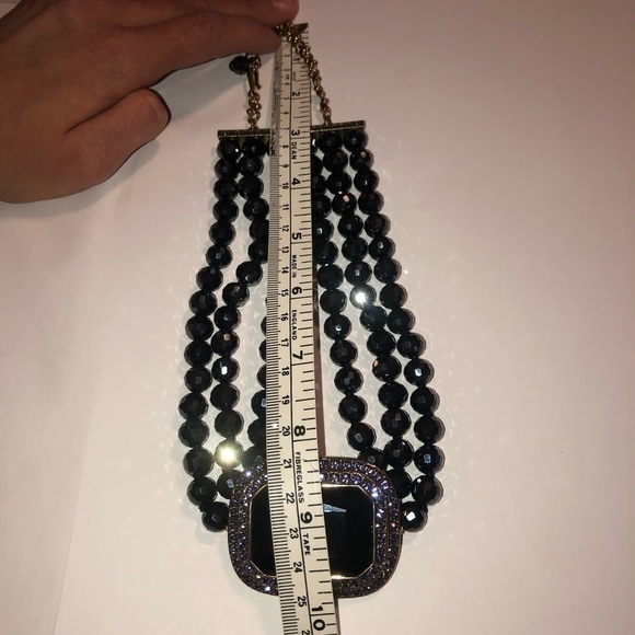 Heidi Daus ‘Tailored to Please’ Black Purple Crystal 3 Multi Strand Necklace 20” - Picture 4 of 8